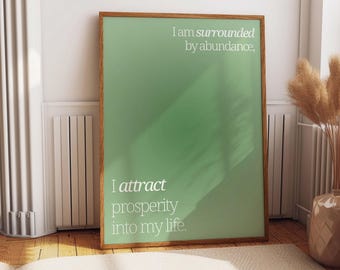 Pôster Aura Manifestação Impressão Citação Aura Verde Arte de Parede Moderna com Afirmação Positiva Decoração Rosa Moderna Impressões em Gradiente para Quarto