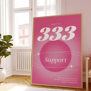 Aura Angel Number Poster 333 Instant Printable Download, Angel Number Wall Art, Pink Gradient Print, Energy Wall Art, Spiritual Poster