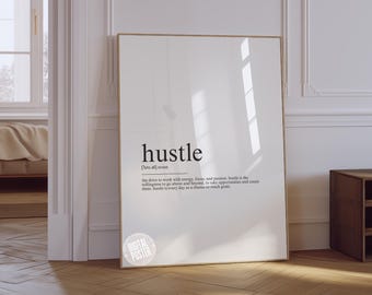 hustle definition poster | office wall art | office decor for women desk | motivational prints | office wall decor | digital print