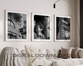 Luxury Fashion Poster, Set of 3, Printable Wall Art, Digital Poster, Black & White Style Photography DIGITAL DOWNLOAD