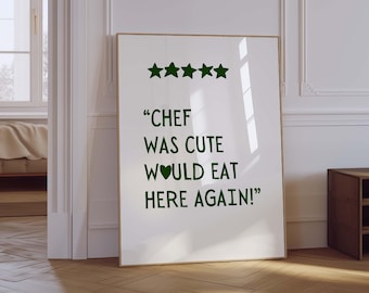 Aesthetic Chef Was Cute Green Kitchen Decor Cute Cooking Art Kitchen Wall Art Print Minimalista Coração Impressão Arte Impressão Digital Download Imprimir