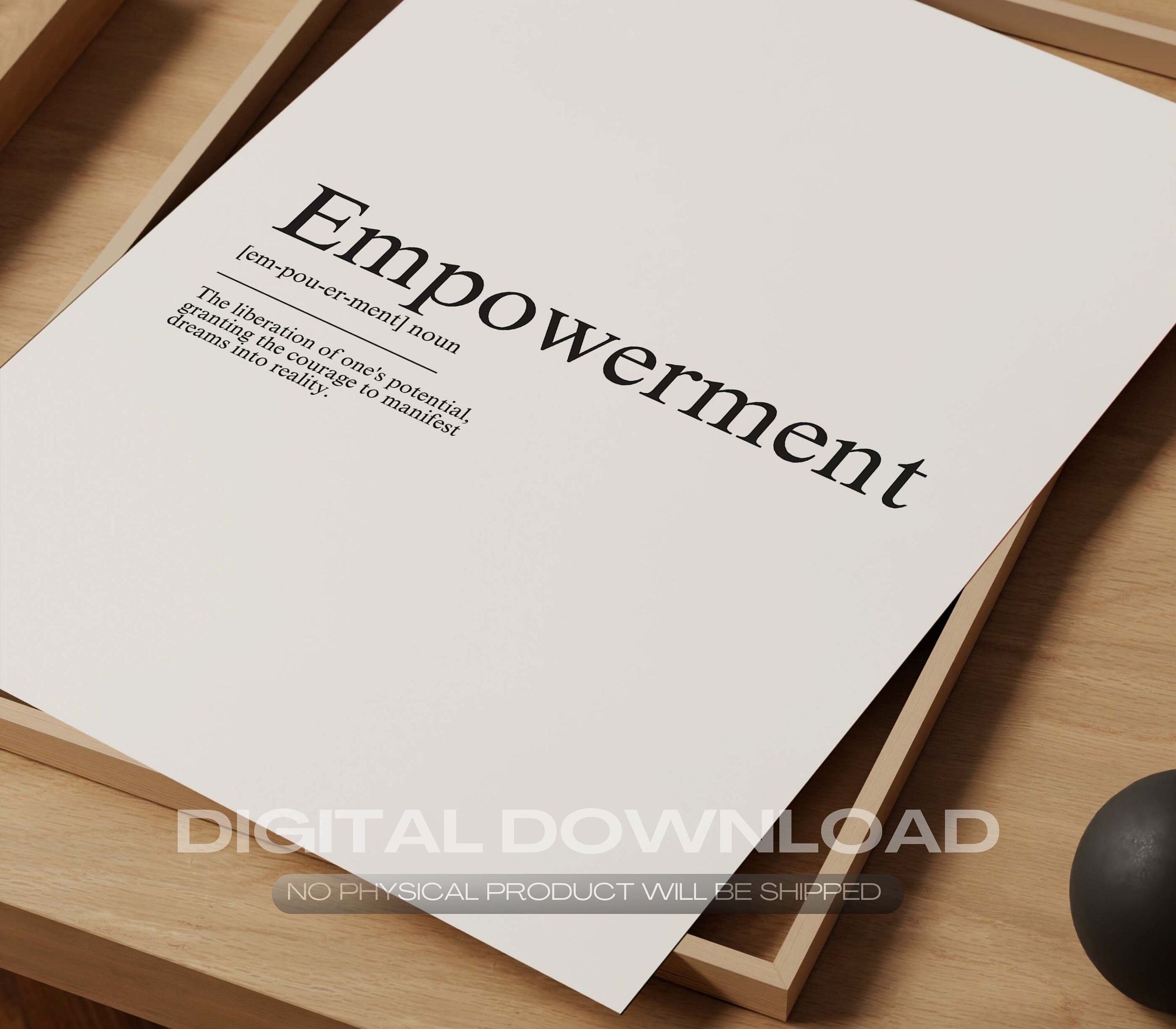 Empowerment Definition Print, Dictionary Poster, Quote Wall Art, Empowerment Art, Motivational