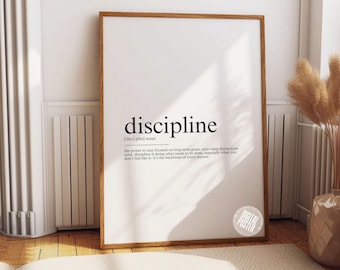 discipline definition print | office wall art | home office decor | motivational prints | dictionary art | modern decor | digital download