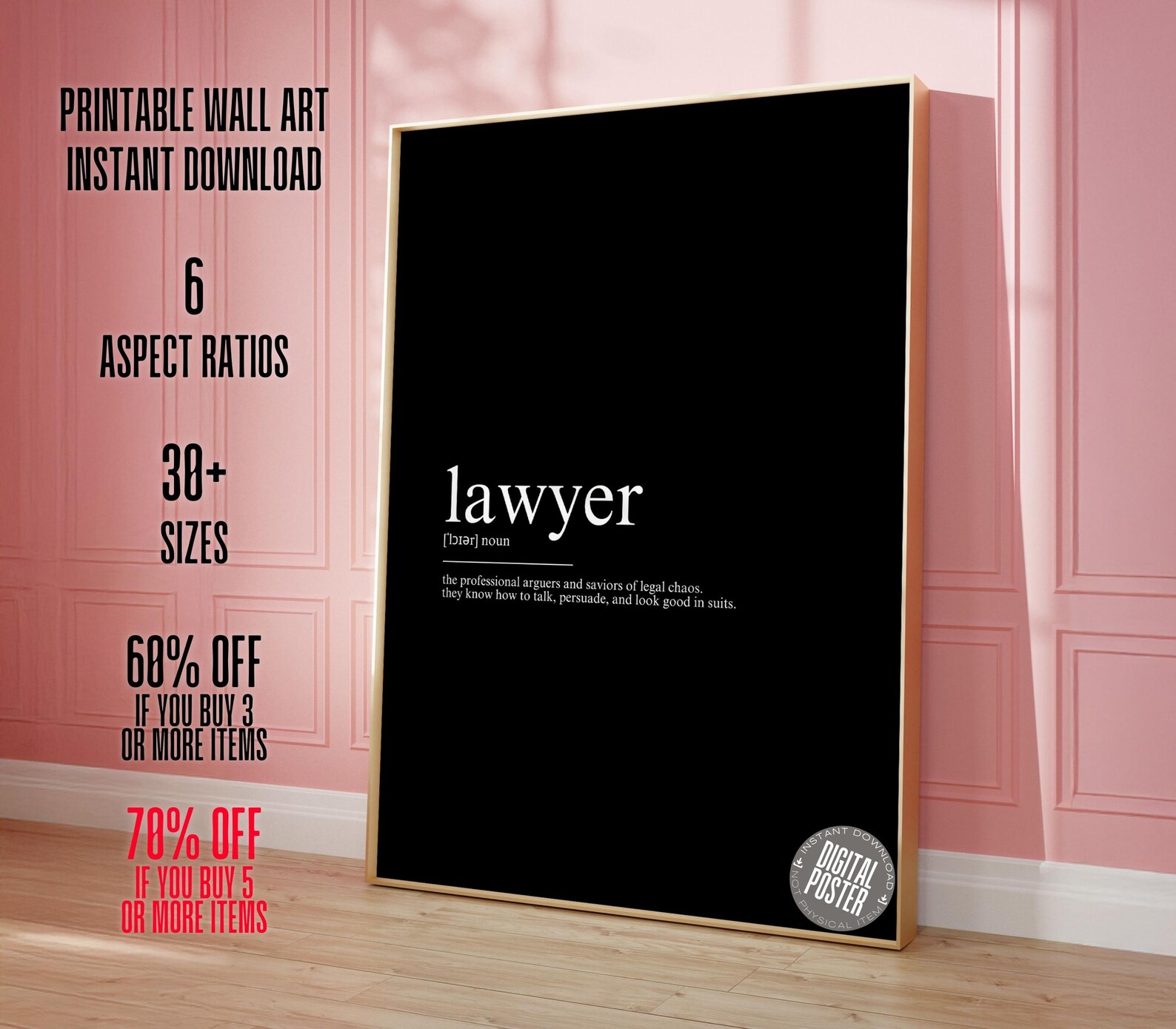 Lawyer Definition Print | Law Office Wall Art | Office Decor | Funny ...