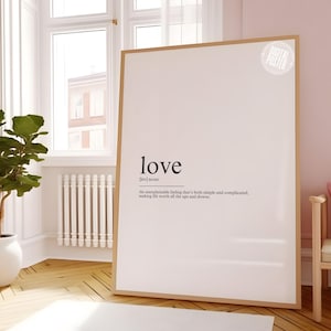 Impresión de definición de amor / Impresión de amor / Arte de pared romántico divertido / Póster minimalista / Regalo para esposo / Kikiandnim / Arte de pared imprimible