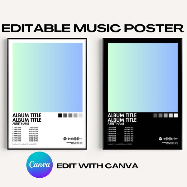 Album Cover Poster Canva Template - Customizable Digital Music Poster - Album Poster - Personalizable Album Print, Digital Product