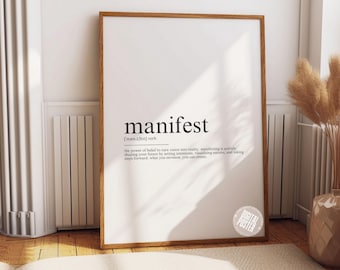 Manifest Definition Druck | inspirierende Wandkunst | Glück Drucke | motivierendes Poster | Gesetz der Anziehung Kunstdruck | digitaler Download