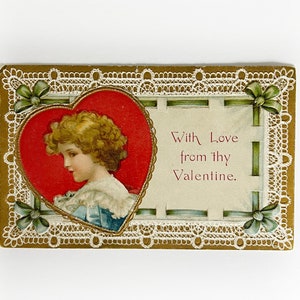 Cartolina di San Valentino d'epoca degli anni '10 Ellen Clapsaddle Victorian Child Series 841 International Art Publishing Co.