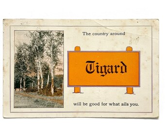Antieke ansichtkaart Tigard Oregon uit 1915 met een George Washington Green One Cent-stempel