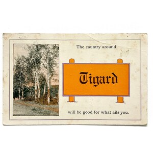 Carte postale ancienne de 1915 Tigard Oregon avec un timbre George Washington Green d'un cent