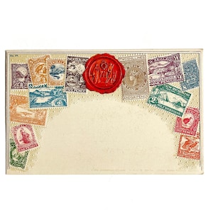 Alte neuseeländische Briefmarken aus dem Jahr 1900 auf Postkarte, Ungebraucht, Verlag von Ottmar Zieher