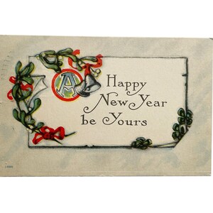 Ancienne carte postale de voeux de bonne année 1915 - Timbre George Washington un cent - occasion