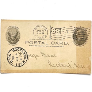 1906 McKinley One Cent US-Ganzsachen Karte - Plymouth Distrikt Medizinische Gesellschaft - gebraucht - Brockton to Rockalnd, Mass - Flaggenstempel