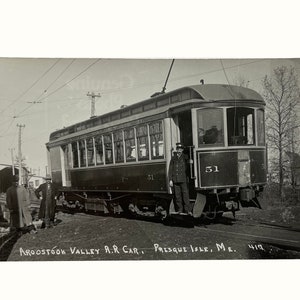 Antique Real Photo Train Postcard - Aroostook Valley RR Car, Presque Isle Maine - Railway,Locomotive Collectable Cards - Unused