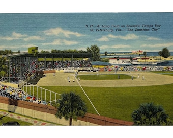 Vintage 1940s Postcard of Al Lang Field, Tampa Bay St. Petersburg, Florida - The Sunshine City - Unused