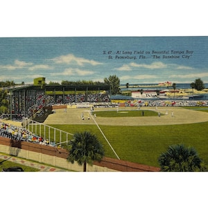Vintage 1940er Jahre Postkarte von Al Lang Field, Tampa Bay St. Petersburg, Florida - The Sunshine City - Unbenutzt
