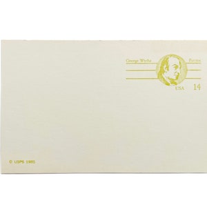 ヴィンテージ 1985 UX108 ジョージ・ワイス 国内料金 USPS 14 セント パトリオット 米国郵便文具返信ポストカード - 未使用