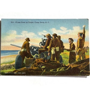 Vintage 1940s Crew on Target, Camp Davis, NC - USA Military - Army - Unused