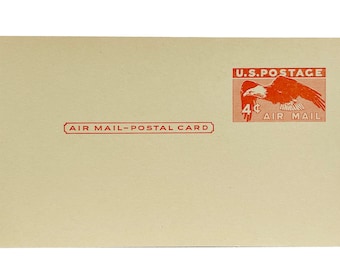 Vintage 1949 UXC1 Orange Eagle US Airmail 4c Postal Card Stationery Mail Postcard - Unused