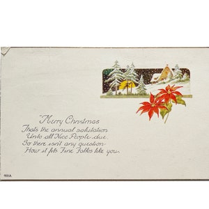 Antique 1910s Merry Christmas Greeting Poinsettia Postcard - Not Circulated - No Stamp - Unused