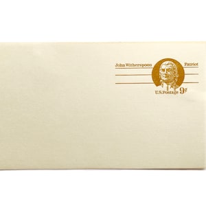 Vintage 1975 John Witherspoon 9c Patrit US Postkarte Antwort Postkarte - Unbenutzt