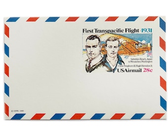 1980 UXC19 First Transpacific Flight 1931 US Airmail 28c Postal Stationery Mail Postcard - Unused