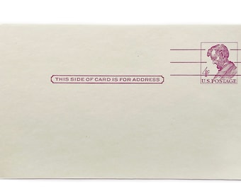 Vintage 1962 Postcard - UX48 4c Abraham Lincoln Precancelled Stamped Stationary or Postal Card - Unused