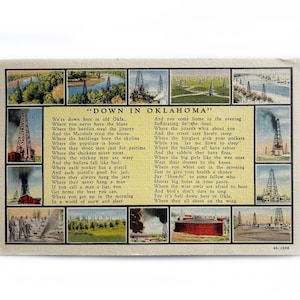 Poesia d'epoca del 1941 "Down in Oklahoma" - Immagini di giacimenti petroliferi - Usato - Francobollo rosso George Washington da 2 centesimi