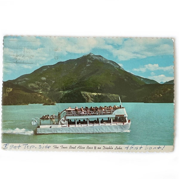 Vintage 1975 Postcard of Alice Ross II Tour Boat Seattle Washington - American Militia 1776 10 Cent Stamp