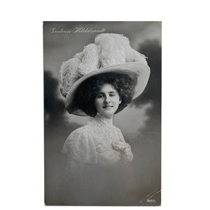 Antik 1909 RPPC Gudrun Hildebrandt Deutsche Stummfilm Schauspielerin und Tänzerin - Echt Schwarz Weiß Foto - 5 Heller Kaiser Franz Joseph Stempel