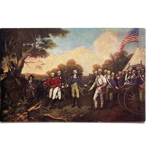Cartão-postal antigo da década de 1910 da rendição de Burgoyne por John Trumbull - Pintura da Rotunda do Capitólio - Nunca usado e em excelentes condições