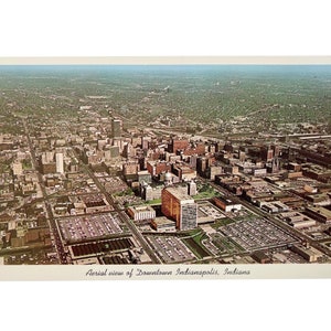 Vintage 1950s Aerial View of Downtown Indianapolis, Indiana - Unused