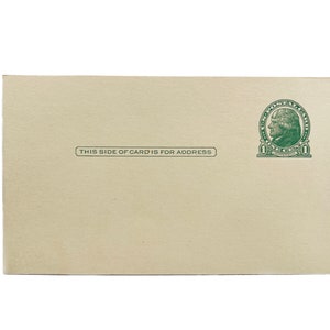 Postal antigua de EE. UU. de 1914, UX27, Thomas Jefferson, verde, de 1 centavo (sin usar)