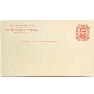 Postal vintage estadounidense UX25, tarjeta postal roja de 2 centavos de Ulysses Grant, emitida a principios del siglo XX - Unión Postal Universal - Sin usar