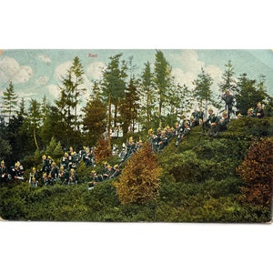 Antique 1907 German Military Postcard w Rare Deutsches Reich 5Pf, German Empire Stamp - Anna Fuhring