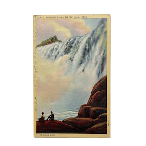 Cartolina antica del 1947 - Shoshone Falls, Idaho - Cascate del fiume Snake - Francobollo da 1 centesimo di George Washington