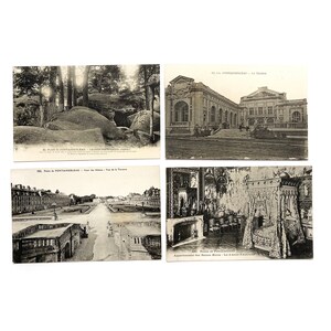 Conjunto de 4 postales antiguas de la década de 1910 - Palacio de Fontainebleau, sin usar, con fotos en blanco y negro.