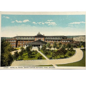 Cartolina d'epoca degli anni '30 dell'Hotel El Tovar - Parco nazionale del Grand Canyon, Arizona - Inutilizzata