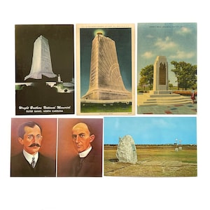 Vintage-Set mit 5 Wright Brothers Postkarten - Denkmälern und Porträts - Kill Devil Hills, EC-Karte