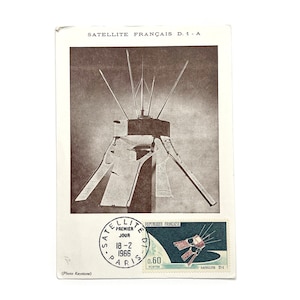 Vintage 1966 France Satellite D1-A Premier First Cover Issue Philatelic Maximum Postkaart - Omslag, annulering en stempel