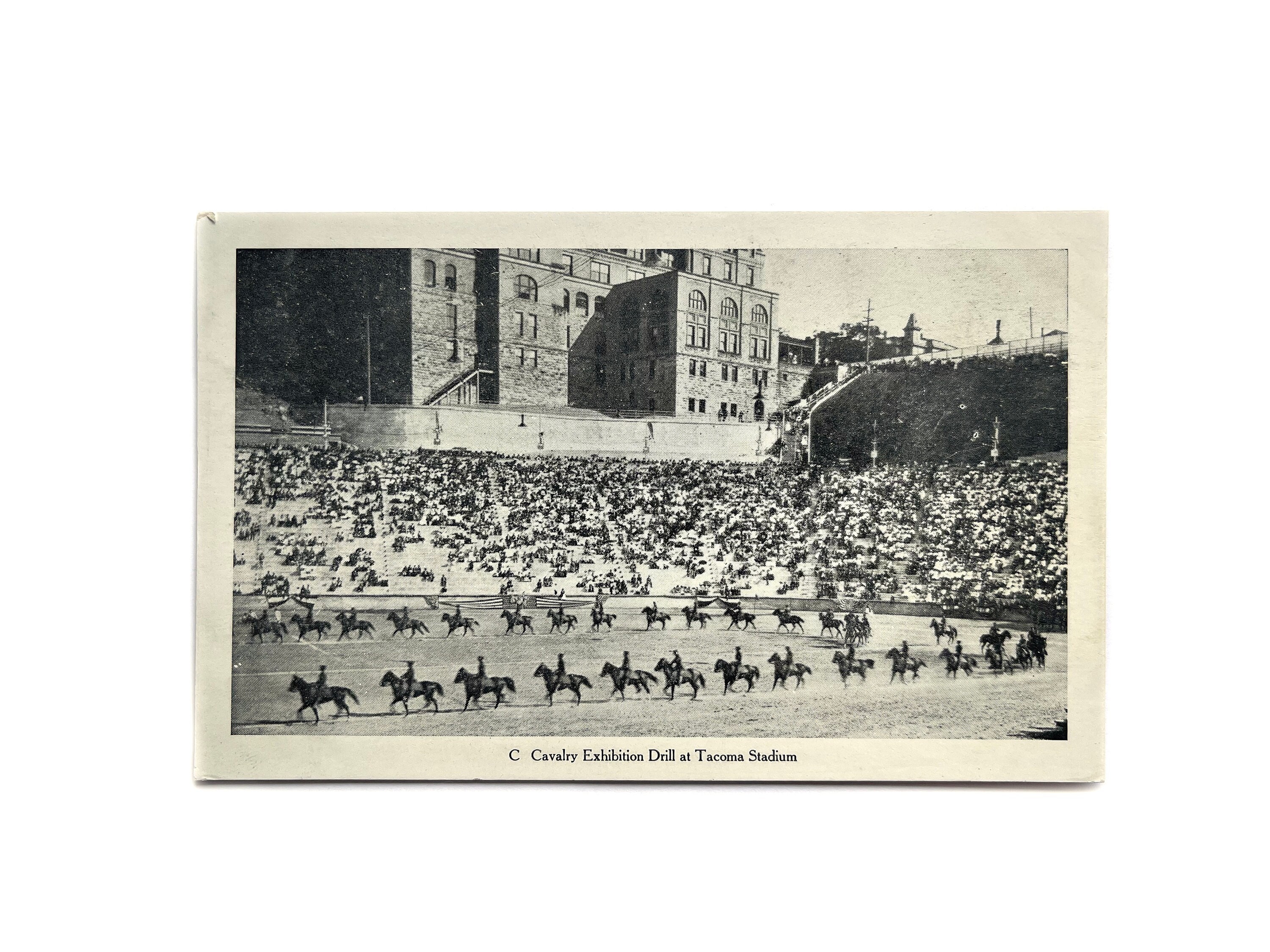 Antike 1910er Jahre Postkarte vom US Militär Kavallerie Existion im Tacoma Washington WA Stadion - Unbenutzt und sehr gut erhalten