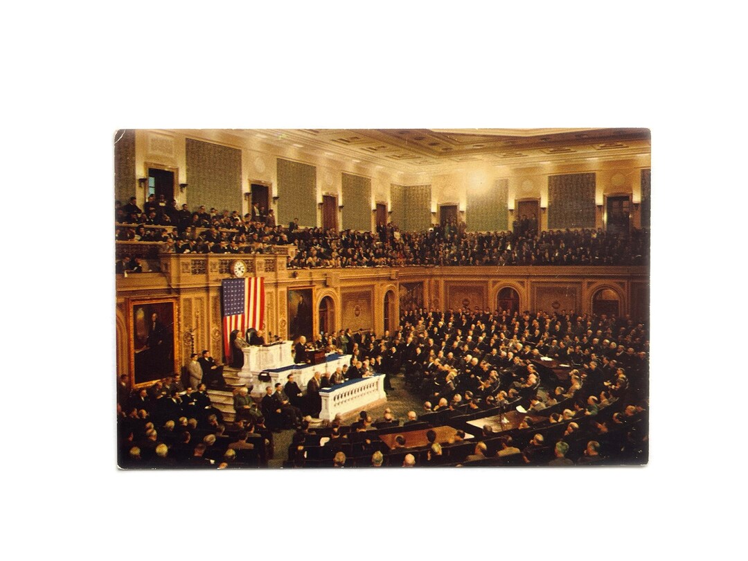 Vintage 1960s Political Postcard in Joint Session USA Congress Chamber ...
