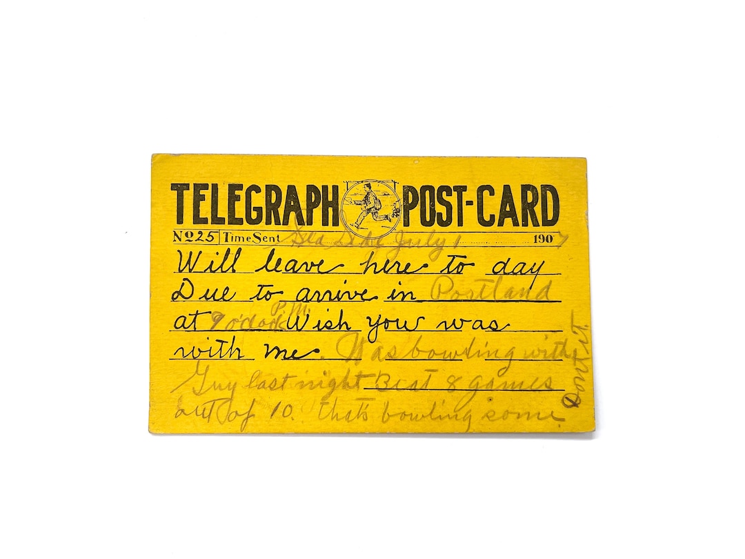 Vintage 1907 Yellow Telegraph Post Card US Postal Stationery - Used ...
