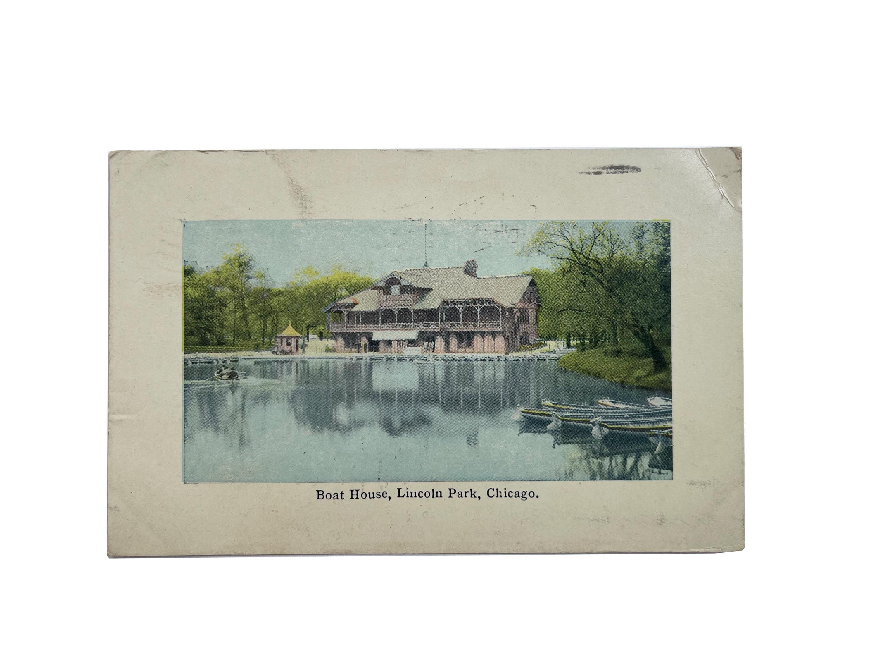 Antique 1909 Boat House - Lincoln Park Chicago IL - Tinted Photo