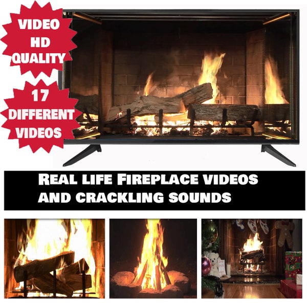 Hd tv virtual fireplace videos log fire effects and cracking sounds 17 videos