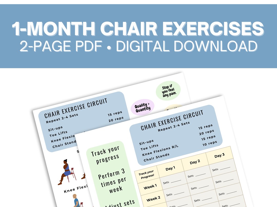 Chair Exercises Challenge | 1-month Digital Printable Workout Plan ...