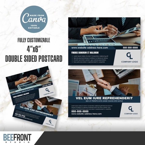 Double Sided 4"x6" Postcard Template, Fully Editable DIY, For Business Professional, Marketing, Real Estate, Design, Etc. Canva Template