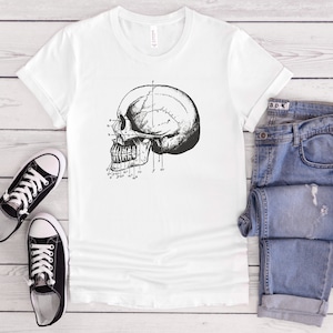 ヴィンテージ解剖学スカルTシャツ：医学生向けハロウィンTシャツ