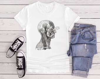 Vintage Anatomy T-shirt: medisch T-shirt menselijk hoofd