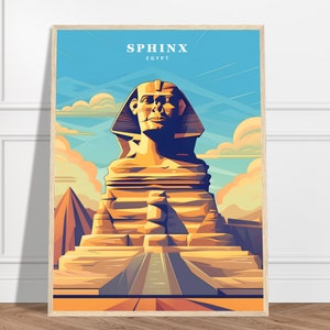 Sphinx Travel Print | Egypt Travel Print Collection | Ancient Egypt Art, Desert Print, Mystical Egypt, Mythological Art, Pyramid Guardian